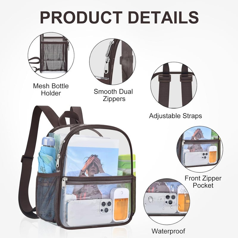 USPECLARE Clear Backpack Stadium Approved 12X11x6, Waterproof Clear Bag Stadium Backpack for Concert Work Sport Event - Image 3